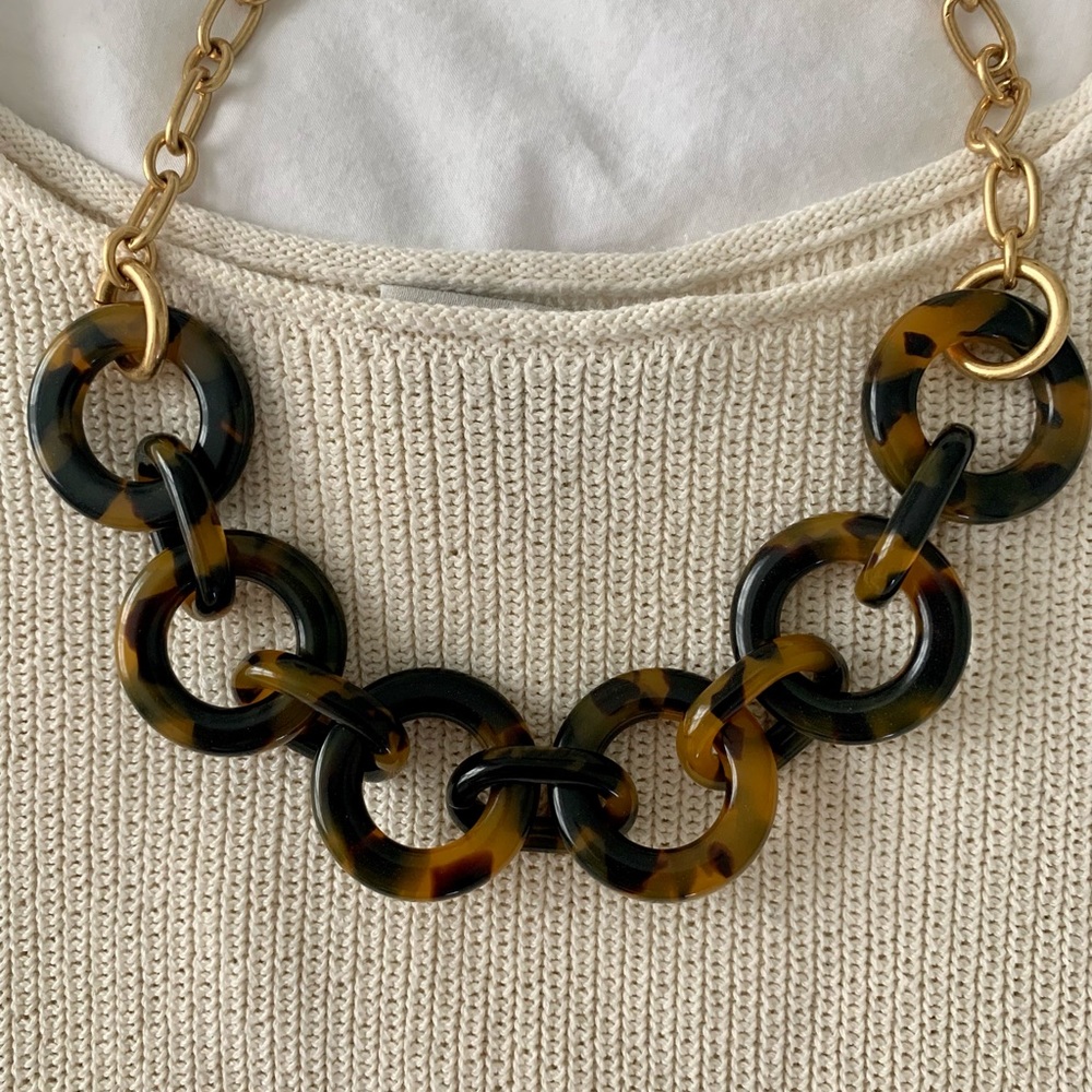 J. Crew Tortoise & Gold Chain Necklace NWT